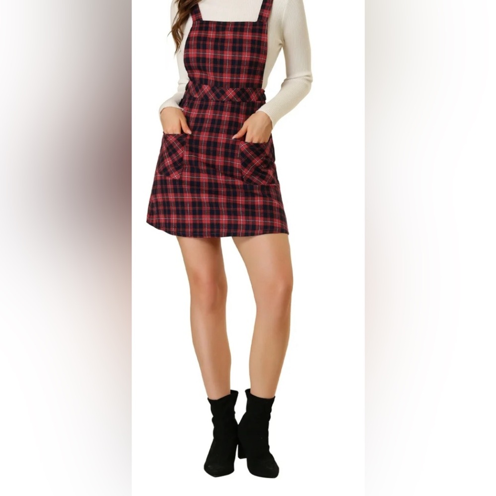 Allegra K Plaid Overall strapped midi dress!🔥 Size women’s Large